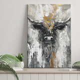 Bull Painting Large Oil Painting Black And Gold Abstract Cow Canvas Prints Wall Art - Painting Canvas, Wall Decor, Home Decor