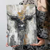 Bull Painting Large Oil Painting Black And Gold Abstract Cow Canvas Prints Wall Art - Painting Canvas, Wall Decor, Home Decor
