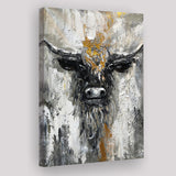 Bull Painting Large Oil Painting Black And Gold Abstract Cow Canvas Prints Wall Art - Painting Canvas, Wall Decor, Home Decor