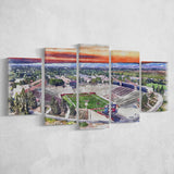Bulldog Stadium California State Football Stadium Watercolor, 5 Pieces, Multi Panel Canvas Prints Wall Art Decor
