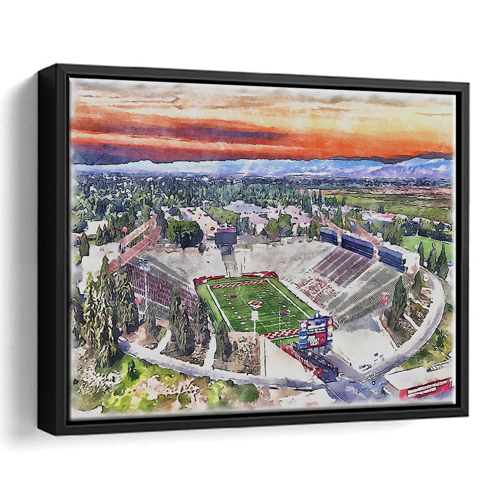 Bulldog Stadium California State Football Stadium Watercolor, Sport Art Prints Fan Gift, Framed Canvas Prints Wall Art Decor