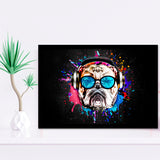 Bulldog Headphone Dj Colorful Framed Art Print Wall Decor - Painting Art, Wall Art Decor, Framed Picture, Black Frame