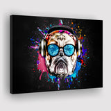Bulldog Headphone Dj Colorful Canvas Prints Wall Art Decor - Painting Canvas, Home Decor, Art Print, Art For Sale