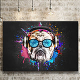Bulldog Headphone Dj Colorful Canvas Prints Wall Art Decor - Painting Canvas, Home Decor, Art Print, Art For Sale