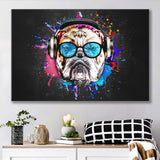 Bulldog Headphone Dj Colorful Canvas Prints Wall Art Decor - Painting Canvas, Home Decor, Art Print, Art For Sale