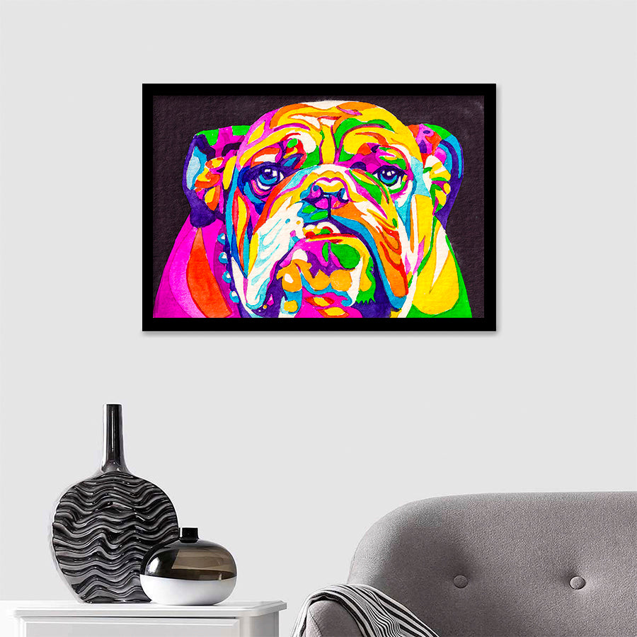 Bulldog Portrait Framed Wall Art - Framed Prints, Art Prints, Print for Sale, Painting Prints