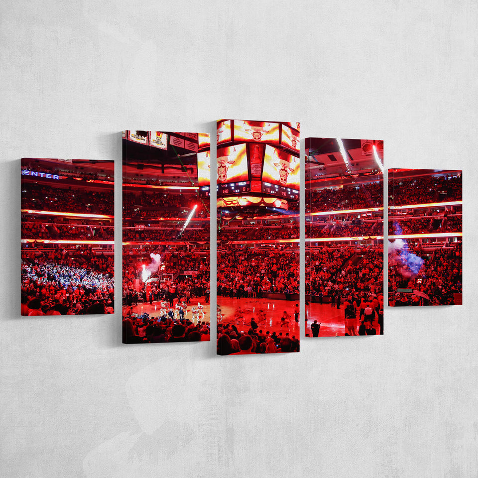 Bulls in United Center, Stadium Canvas, Sport Art, Large Canvas, Multi Panels, Canvas Prints Wall Art Decor