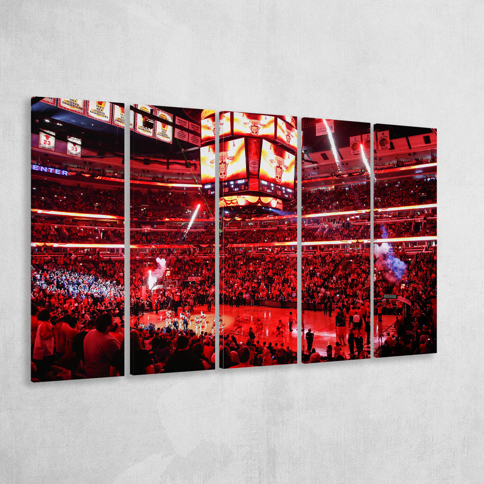 Bulls in United Center, Stadium Canvas, Sport Art, Gift for him, Multi Panels B, Canvas Prints Wall Art Decor