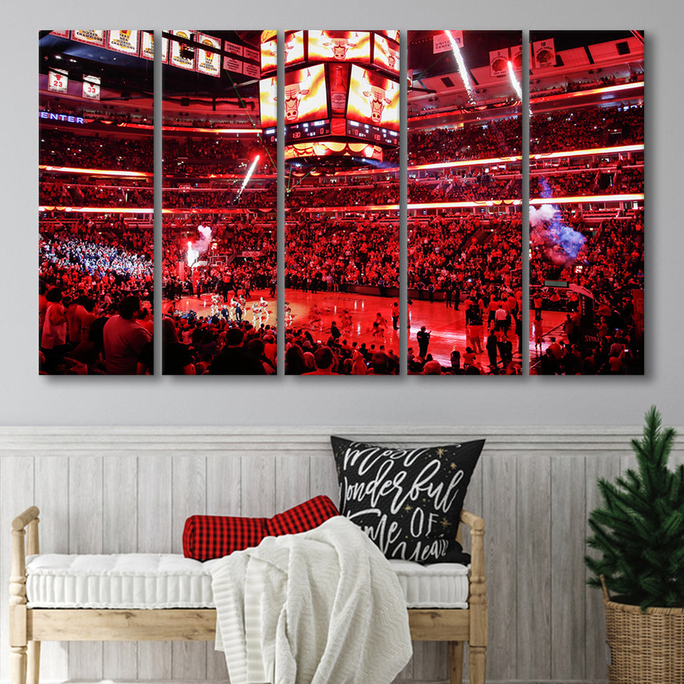 Bulls in United Center, Stadium Canvas, Sport Art, Gift for him, Multi Panels B, Canvas Prints Wall Art Decor