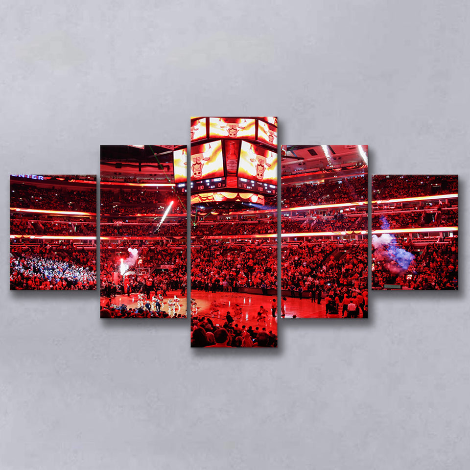 Bulls in United Center, Stadium Canvas, Sport Art, Large Canvas, Multi Panels, Canvas Prints Wall Art Decor