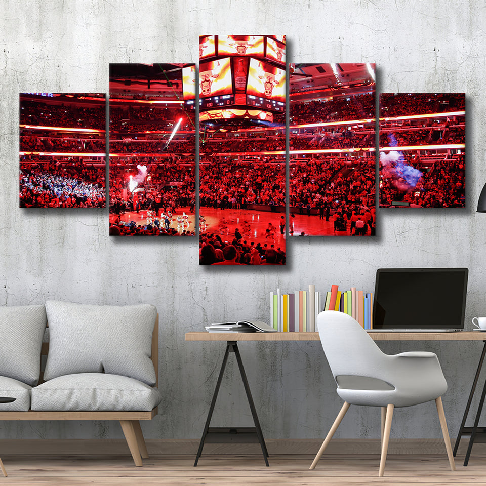 Bulls in United Center, Stadium Canvas, Sport Art, Large Canvas, Multi Panels, Canvas Prints Wall Art Decor