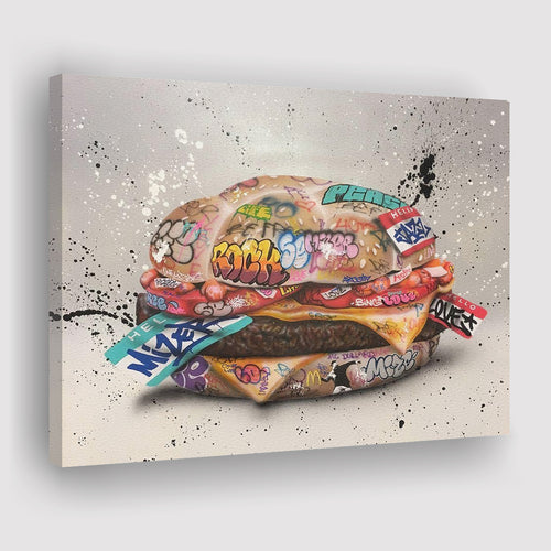 Burger Stay Hungry Graffiti Art Canvas Wall Art - Painting Canvas, Canvas Prints, Painting Art, Prints for Sale