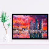 Busan South Korea City Skyline Haeundae City Art Watercolor Framed Art Prints Wall Art Decor,Framed Picture