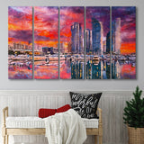 Busan South Korea City Skyline Haeundae 5 Pieces Extra Large Canvas Prints Wall Art Home Decor