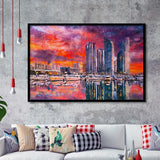 Busan South Korea City Skyline Haeundae City Art Watercolor Framed Art Prints Wall Art Decor,Framed Picture