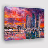 Busan South Korea City Skyline Haeundae City Art Watercolor Canvas Prints Wall Art Home Decor, Large Canvas