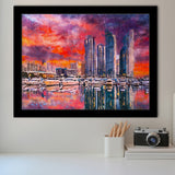 Busan South Korea City Skyline Haeundae City Art Watercolor Framed Art Prints Wall Art Decor,Framed Picture