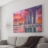 Busan South Korea City Skyline Haeundae City Art Watercolor Canvas Prints Wall Art Home Decor, Large Canvas