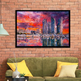Busan South Korea City Skyline Haeundae City Art Watercolor Framed Art Prints Wall Art Decor,Framed Picture