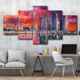 Busan South Korea City Skyline Haeundae 5 Pieces Mixed Canvas Prints Wall Art Home Decor