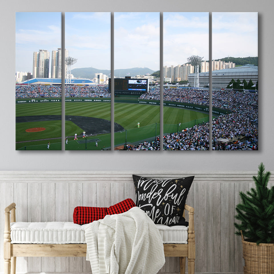 Busan Sajik Baseball Stadium, Stadium Canvas, Sport Art, Gift for him, Multi Panels B, Canvas Prints Wall Art Decor