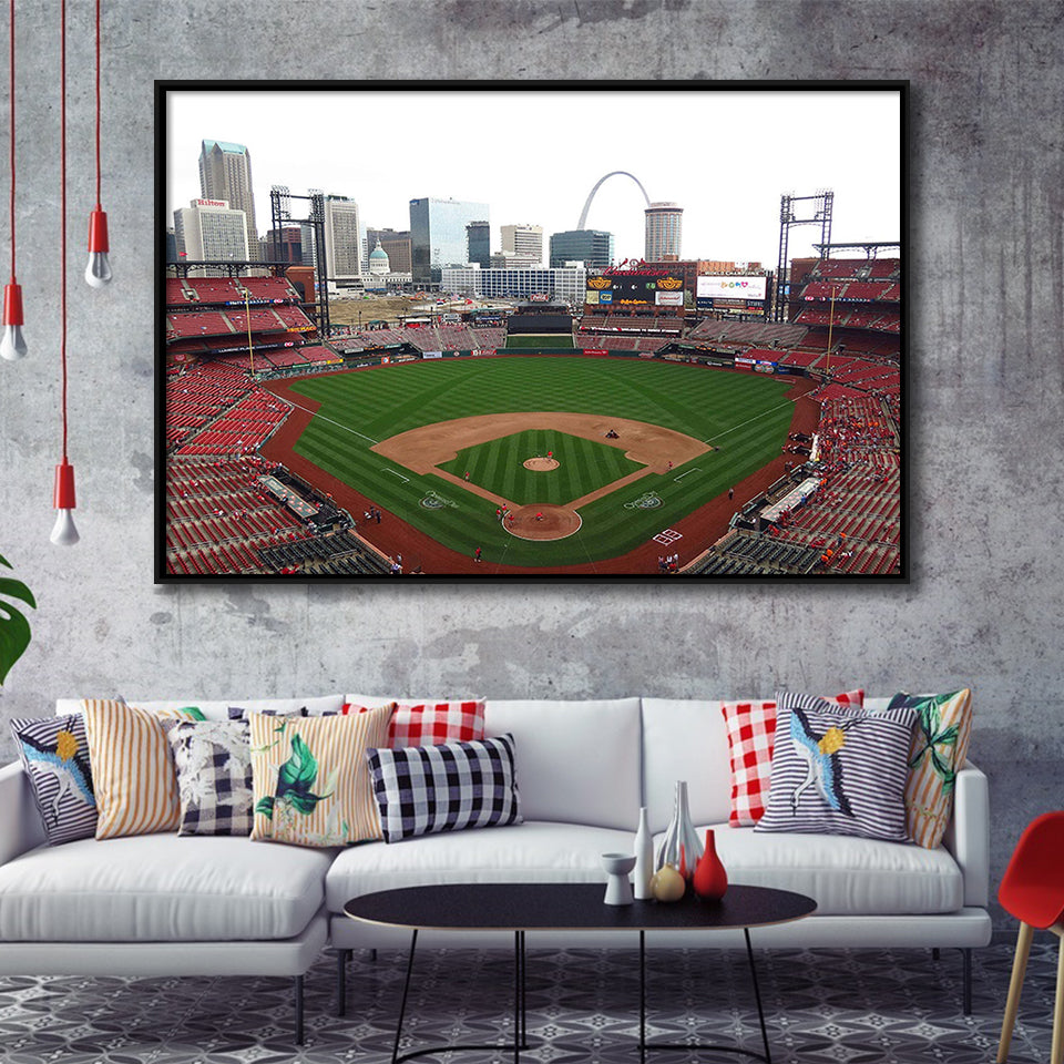 Busch Stadium Framed Canvas Prints St Louis Cardinals Wall Art,Sport Stadium Art Prints, Fan Gift