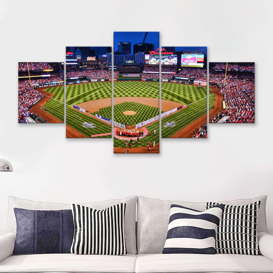 Busch Stadium, Baseball Park, St Louis Cardinals Stadium 5 Pieces Canvas Prints Wall Art - Painting Canvas, Multi Panel, Fan Gift