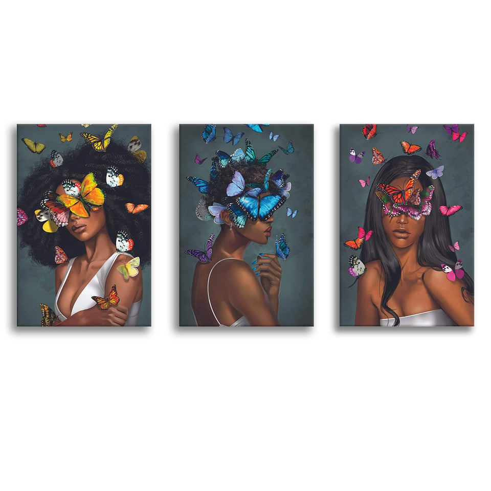 Butterfly Elegance Canvas Set of 3 Piece Canvas Prints Wall Art Decor