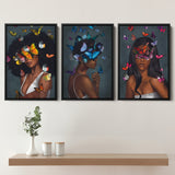 Butterfly Elegance Set of 3 Piece Framed Canvas Prints Wall Art Decor