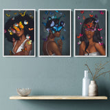 Butterfly Elegance Set of 3 Piece Framed Canvas Prints Wall Art Decor