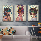 Butterfly Oasis Women Canvas Set of 3 Piece Canvas Prints Wall Art Decor