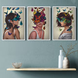Butterfly Oasis Women Set of 3 Piece Framed Canvas Prints Wall Art Decor