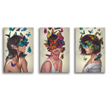 Butterfly Oasis Women Canvas Set of 3 Piece Canvas Prints Wall Art Decor