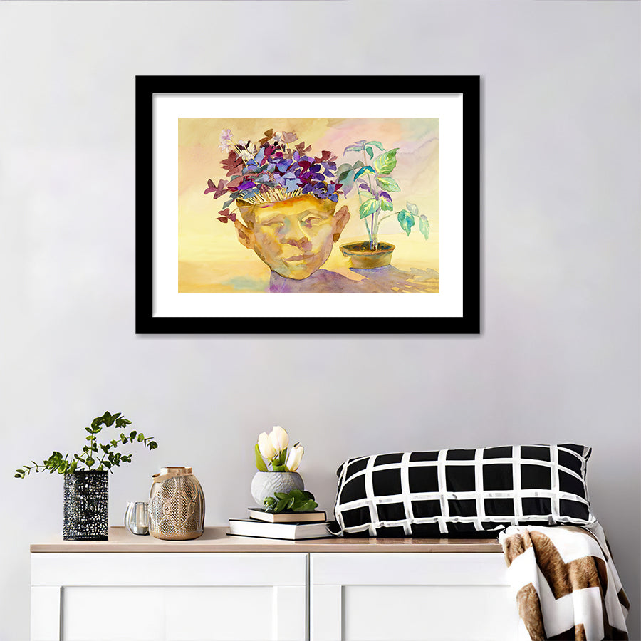 Butterfly In Flower Pots Ideas Framed Wall Art - Framed Prints, Art Prints, Home Decor, Painting Prints