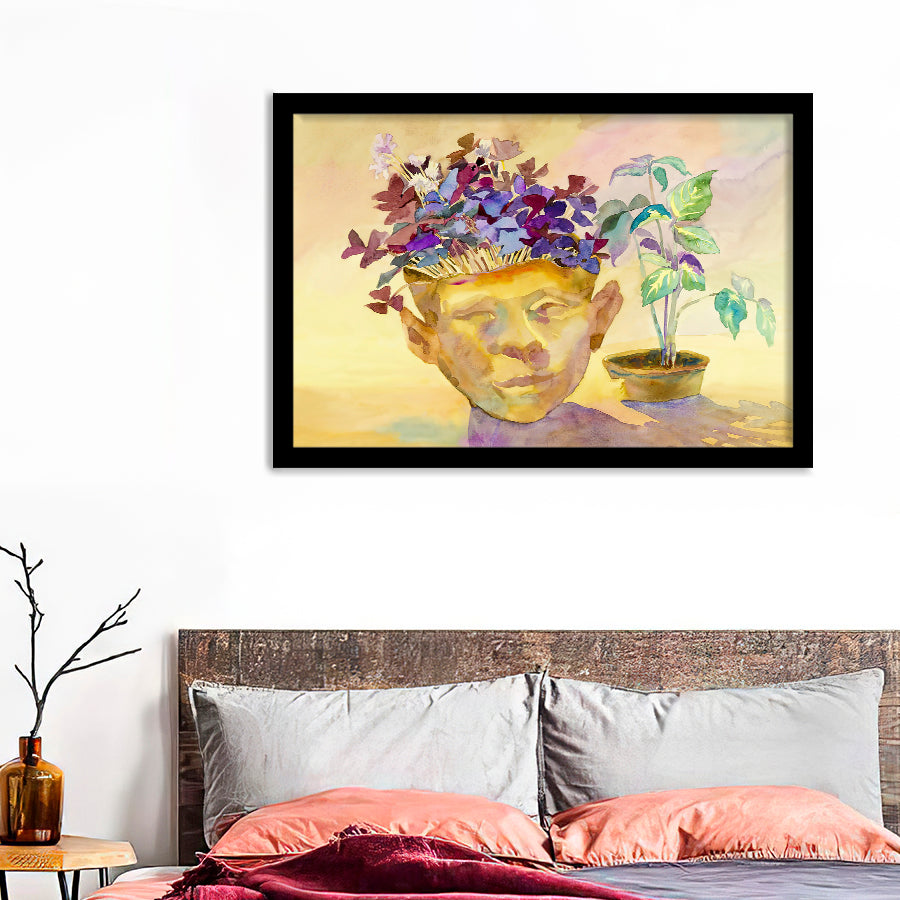 Butterfly In Flower Pots Ideas Framed Wall Art - Framed Prints, Art Prints, Print for Sale, Painting Prints