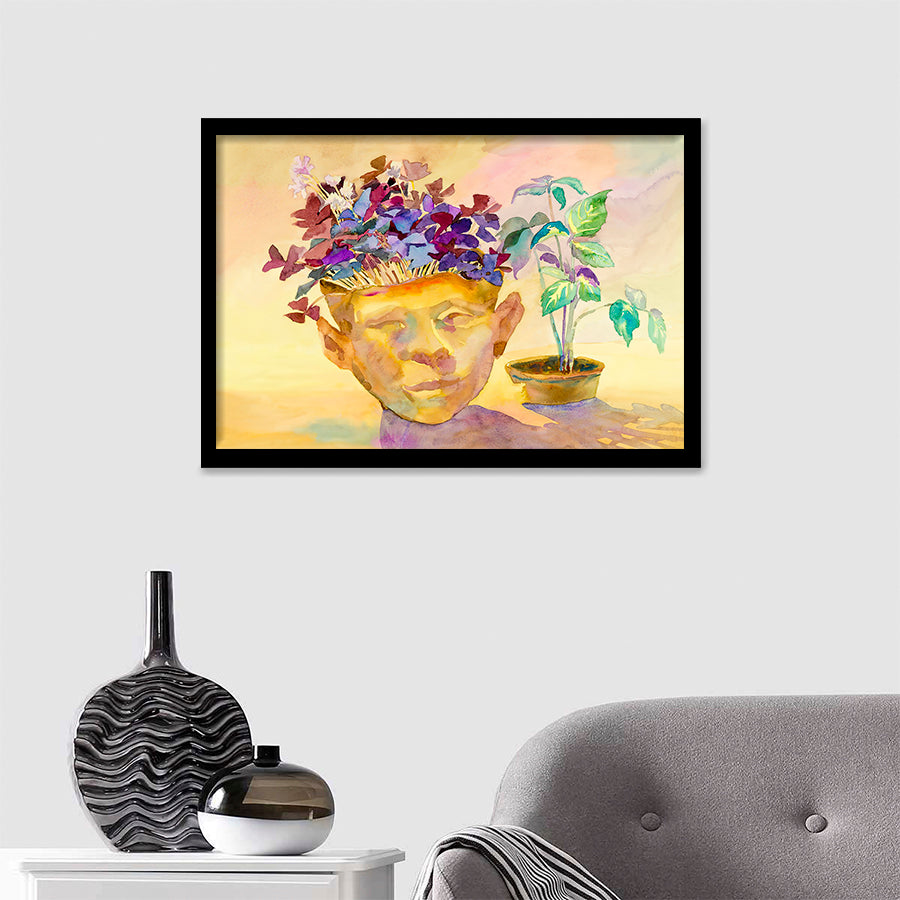 Butterfly In Flower Pots Ideas Framed Wall Art - Framed Prints, Art Prints, Print for Sale, Painting Prints