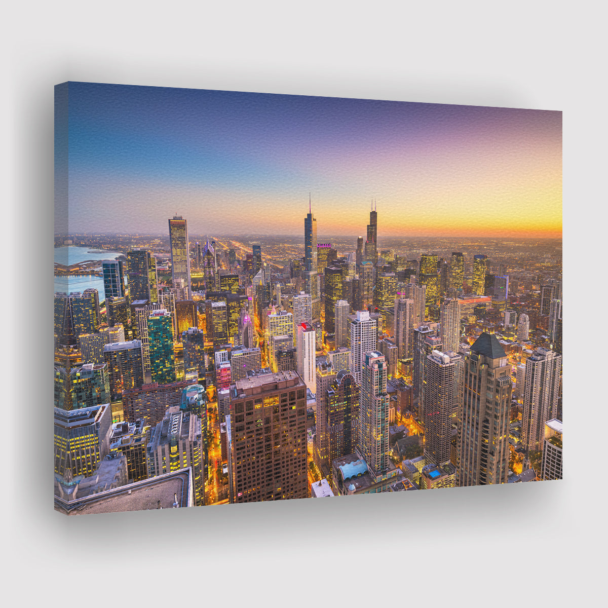 Canvas Art Print - Chicago Sunset Looking South – Chicago Skyline Art