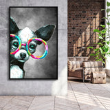 Chihuahua With Glasses Pet House Decor Framed Canvas Prints Wall Art Decor - Painting Canvas, Floating Frame, Framed Picture