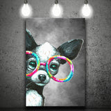Chihuahua With Glasses Pet House Decor Canvas Prints Wall Art Decor - Painting Canvas, Home Decor, Art Print, Art For Sale