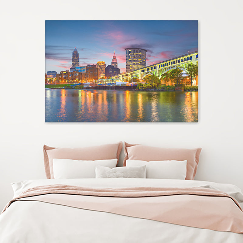 Cleveland Skyline Canvas Wall Art - Painting Canvas, Canvas Prints, Painting Art, Prints for Sale