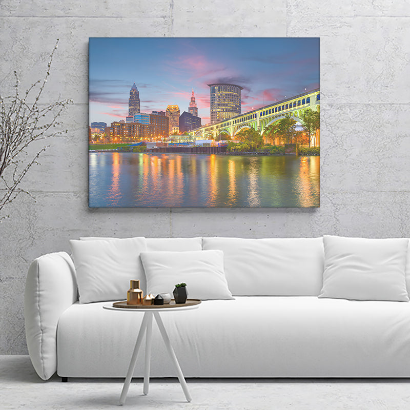 Cleveland Skyline Canvas Wall Art - Painting Canvas, Canvas Prints, Painting Art, Prints for Sale