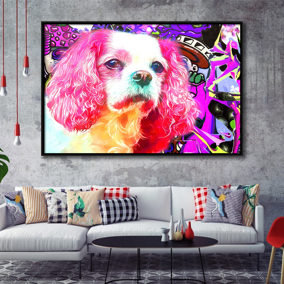 Cocker Spaniel Pop Art Framed Canvas Prints Wall Art Decor - Painting Canvas, Floating Frame, Framed Picture