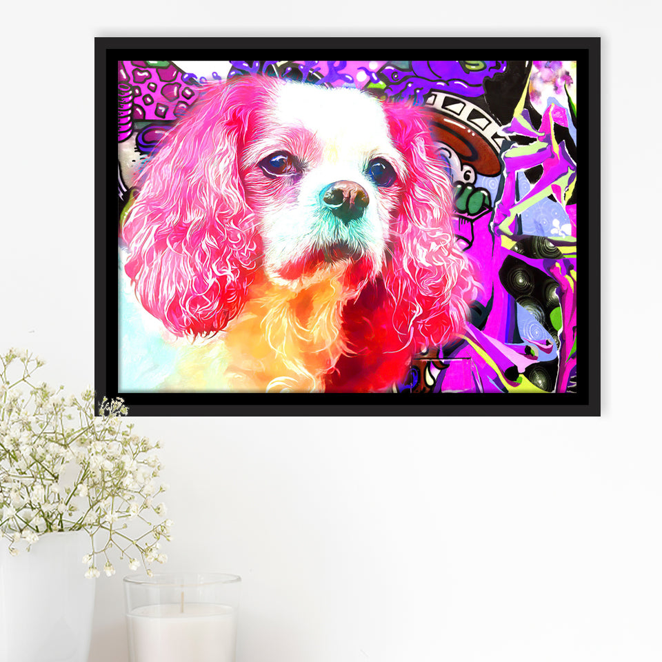 Cocker Spaniel Pop Art Framed Canvas Prints Wall Art Decor - Painting Canvas, Floating Frame, Framed Picture