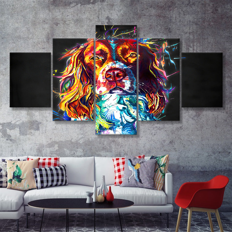 Cocker Spaniel Puppy Colorful Art Canvas 5 Pieces Prints Wall Art Decor - Painting Canvas, Multi Panels, Canvas Print