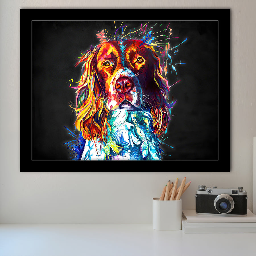 Cocker Spaniel Puppy Colorful Art Framed Art Print Wall Decor - Painting Art, Wall Art Decor, Framed Picture, Black Frame