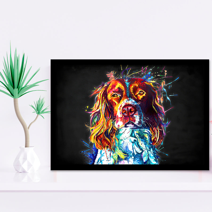 Cocker Spaniel Puppy Colorful Art Framed Art Print Wall Decor - Painting Art, Wall Art Decor, Framed Picture, Black Frame