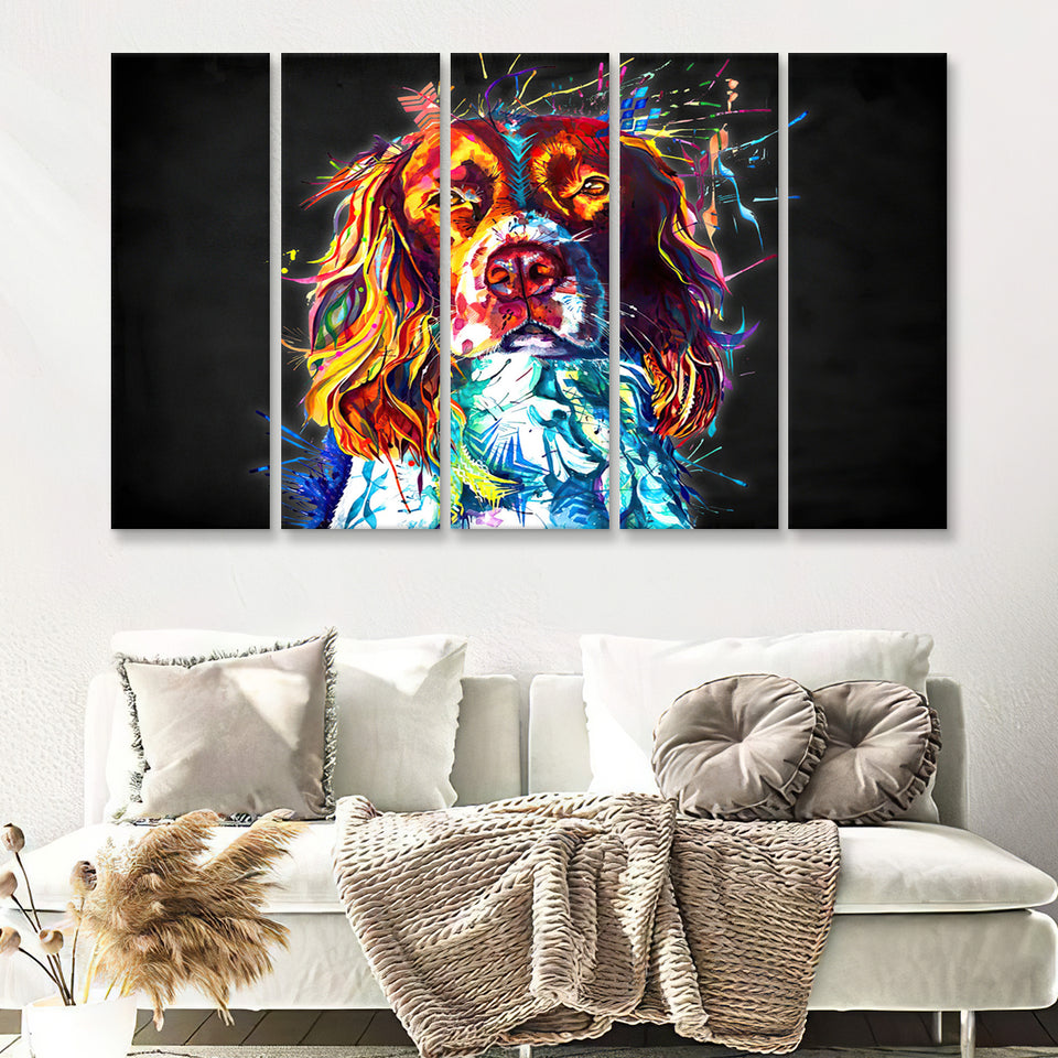 Cocker Spaniel Puppy Colorful Art Canvas 5 Piece B Prints Wall Art Decor - Painting Canvas, Multi Panels, Canvas Prints