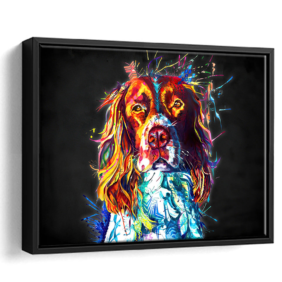 Cocker Spaniel Puppy Colorful Art Framed Canvas Prints Wall Art Decor - Painting Canvas, Floating Frame, Framed Picture