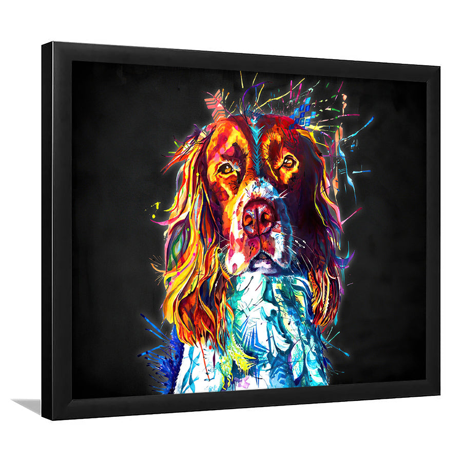 Cocker Spaniel Puppy Colorful Art Framed Art Print Wall Decor - Painting Art, Wall Art Decor, Framed Picture, Black Frame
