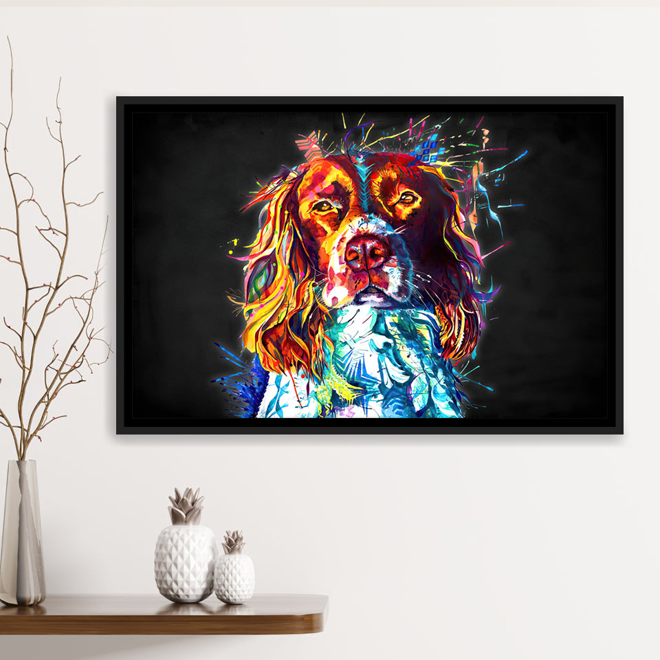 Cocker Spaniel Puppy Colorful Art Framed Canvas Prints Wall Art Decor - Painting Canvas, Floating Frame, Framed Picture